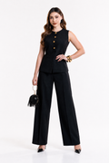 Conjunto Hessed Couture de chaleco y pantalón sastre — Negro
