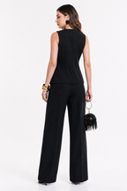 Conjunto Hessed Couture de chaleco y pantalón sastre — Negro