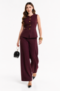 Conjunto Hessed Couture de chaleco y pantalón sastre — Vino