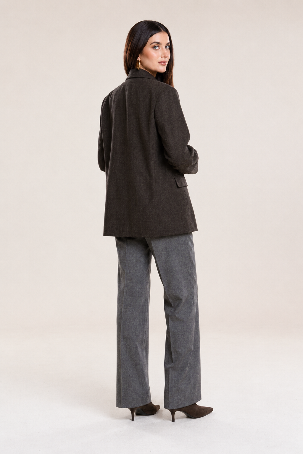 Saco Hessed Couture de doble botonadura — Café