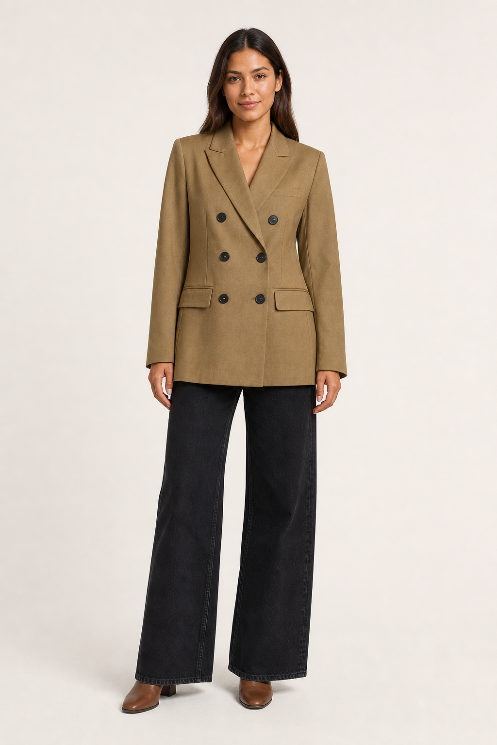 Saco Hessed Couture de doble botonadura — Camel