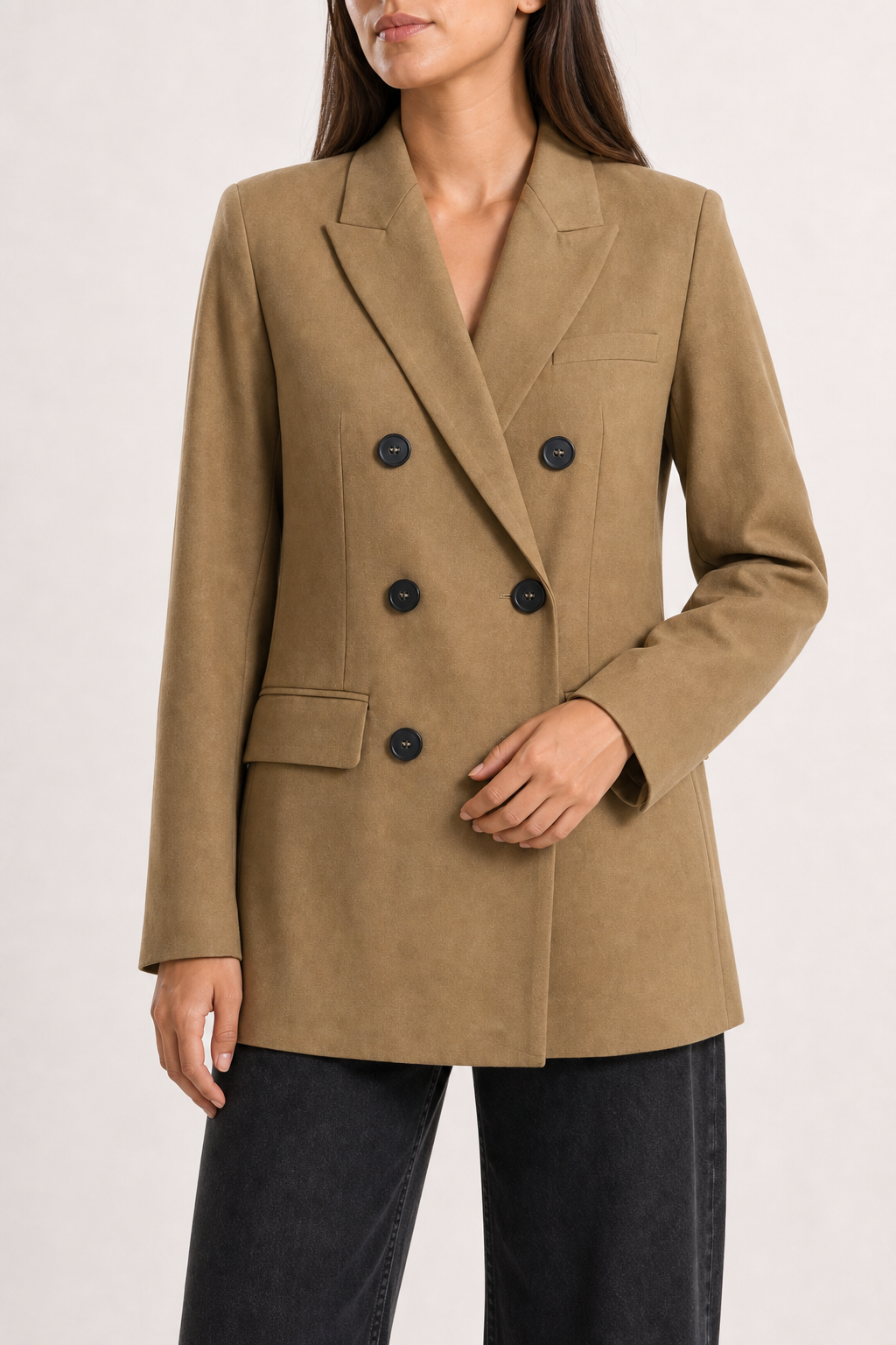 Saco Hessed Couture de doble botonadura — Camel