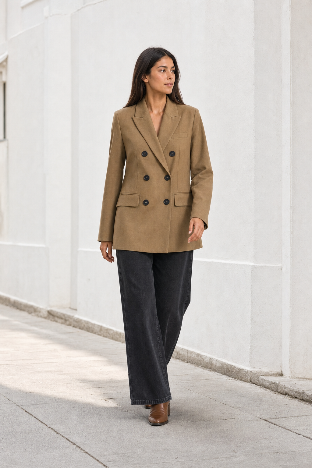 Saco Hessed Couture de doble botonadura — Camel