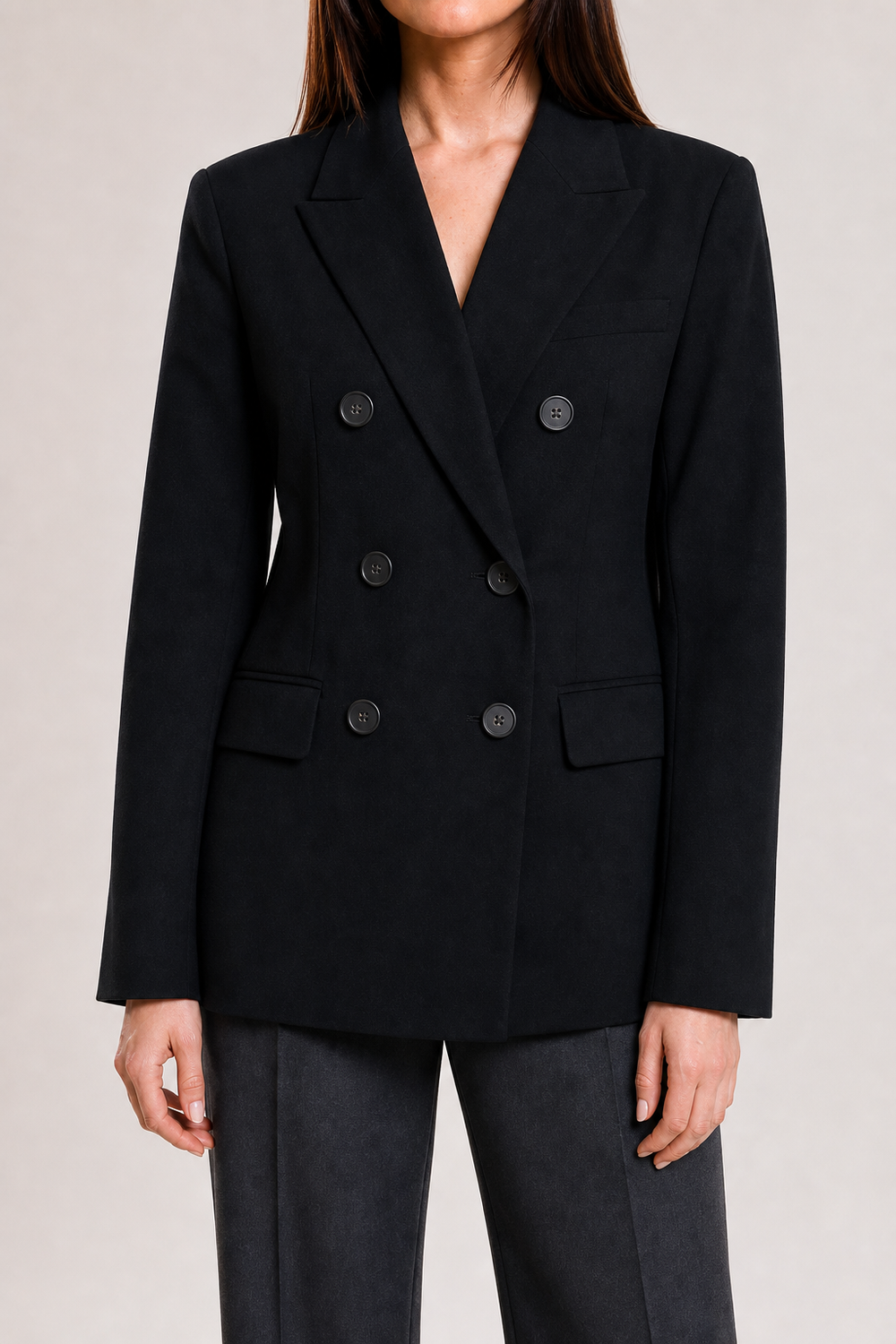 Saco Hessed Couture de doble botonadura — Negro