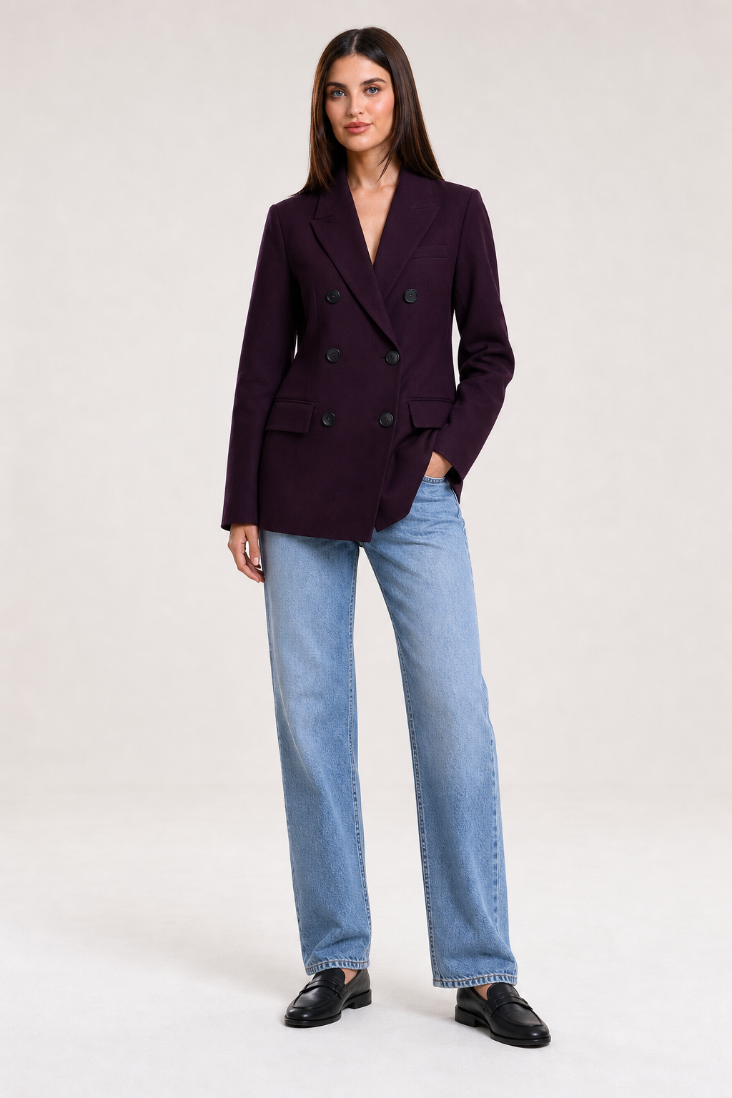 Saco Hessed Couture de doble botonadura — Vino