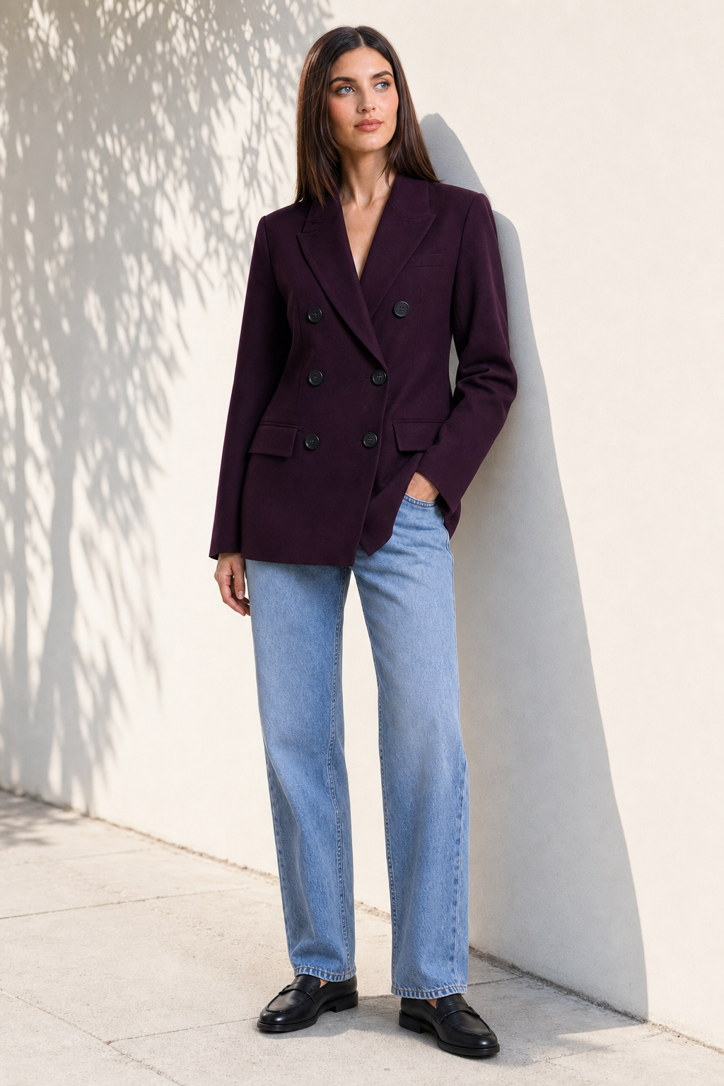 Saco Hessed Couture de doble botonadura — Vino