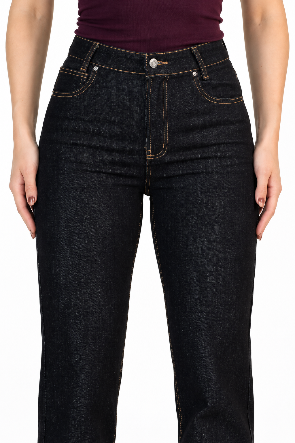 Jeans JS Denim rectos negros con valenciana blanca — Negro