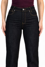 Jeans JS Denim rectos negros con valenciana blanca — Negro