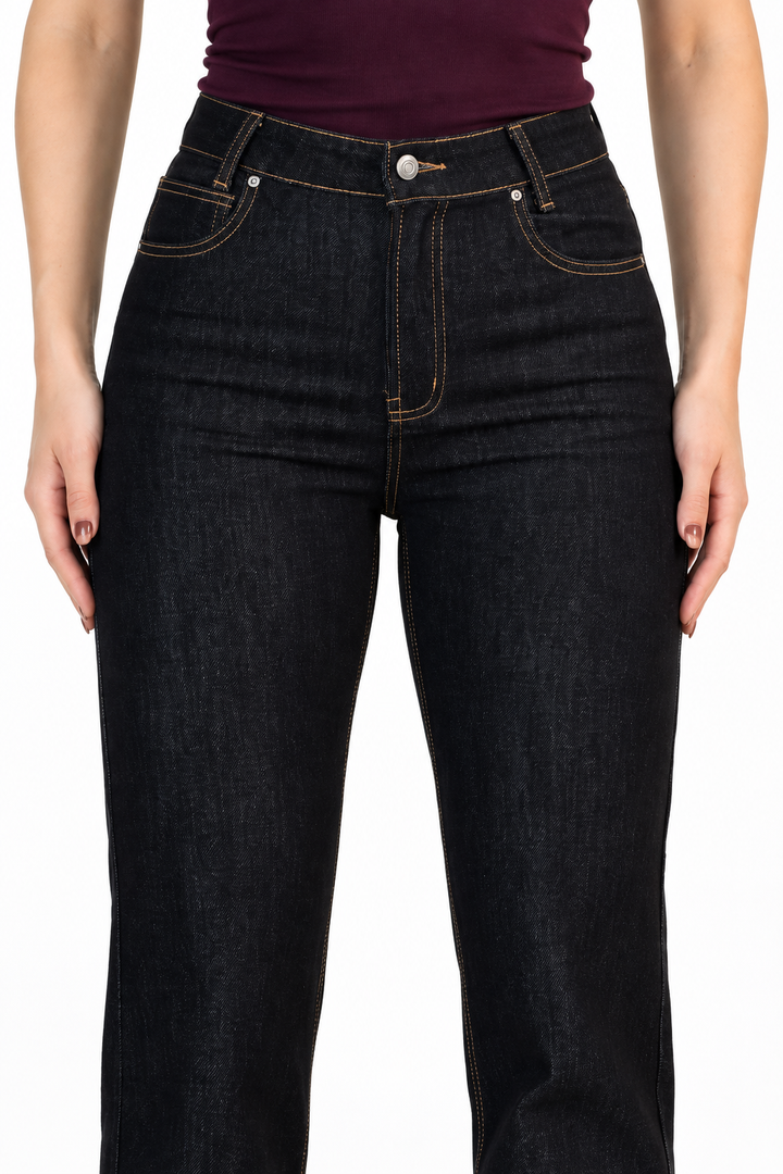 Jeans JS Denim rectos negros con valenciana blanca — Negro