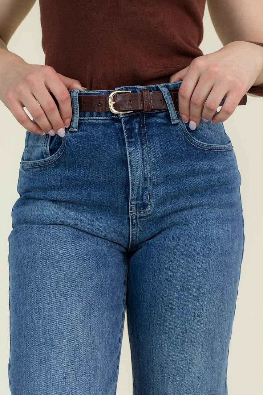 Jeans JS Denim wide leg con cinturón incluido — Mezclilla media