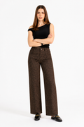 Jeans JS Denim wide leg con estampado de leopardo — Leopardo café
