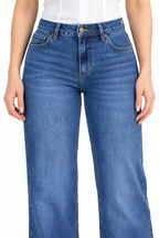 Jeans JS Denim wide leg con bolsas de parche — Mezclilla media