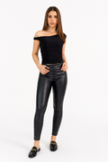 Jeans JS Denim skinny encerado de tiro alto — Negro encerado