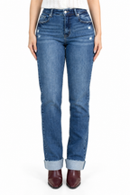 Jeans JS Denim rectos con valenciana deslavada — Mezclilla oscura