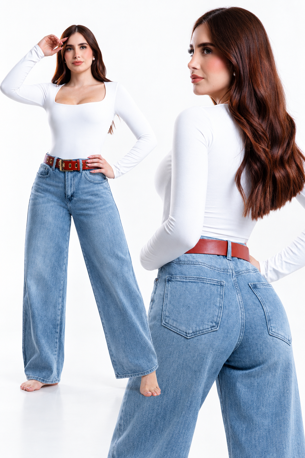 Jeans KOSCH barrel ballon claro con cinto — Mezclilla clara