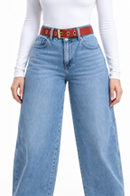 Jeans KOSCH barrel ballon claro con cinto — Mezclilla clara