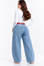Jeans KOSCH barrel ballon claro con cinto — Mezclilla clara