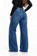 Jeans KOSCH straight wide con cinto — Mezclilla media
