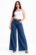 Jeans KOSCH loose wide con cinturón de hebilla — Mezclilla media