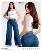 Jeans KOSCH loose wide con cinturón de hebilla — Mezclilla media