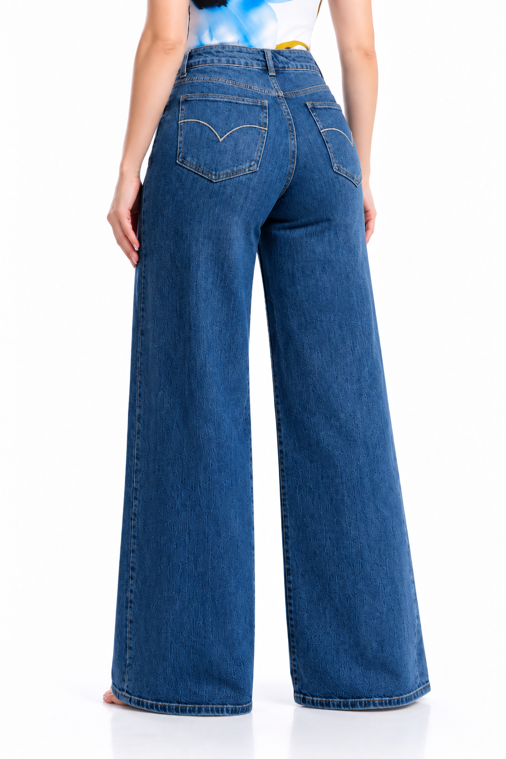 Jeans Michelle Ferrar loose wide con faja moldeadora — Mezclilla oscura