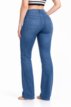 Jeans Michelle Ferrar rectos elásticos con faja moldeadora — Mezclilla oscura