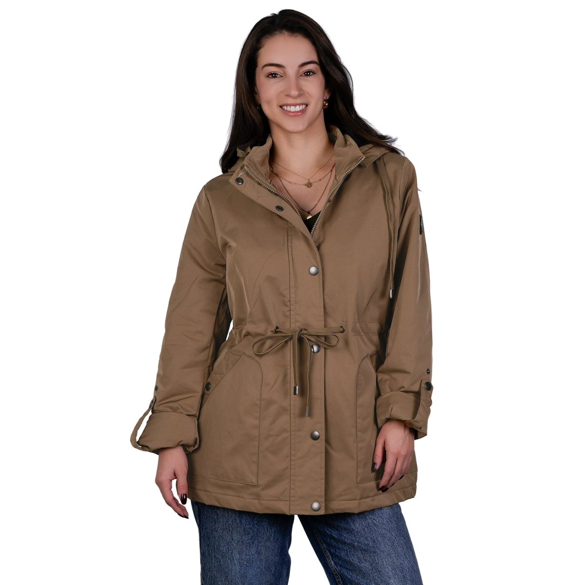 Chamarra rompevientos con forro y gorro desmontable — Beige