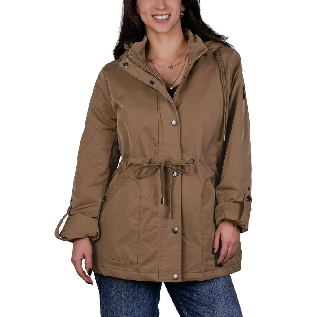 Chamarra rompevientos con forro y gorro desmontable — Beige