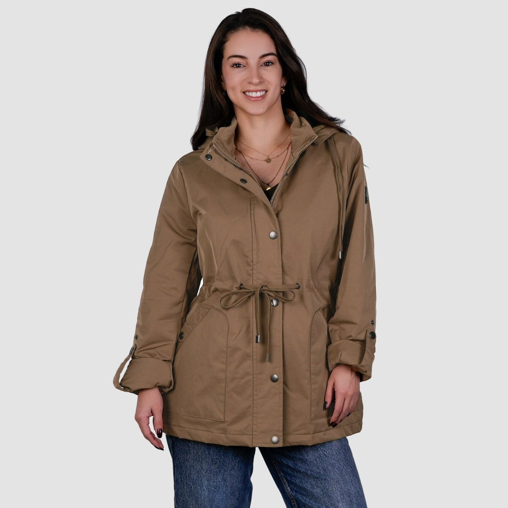 Chamarra rompevientos con forro y gorro desmontable — Beige