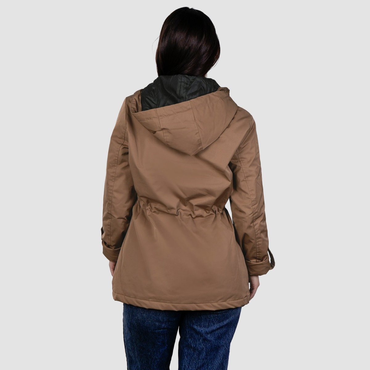 Chamarra rompevientos con forro y gorro desmontable — Beige