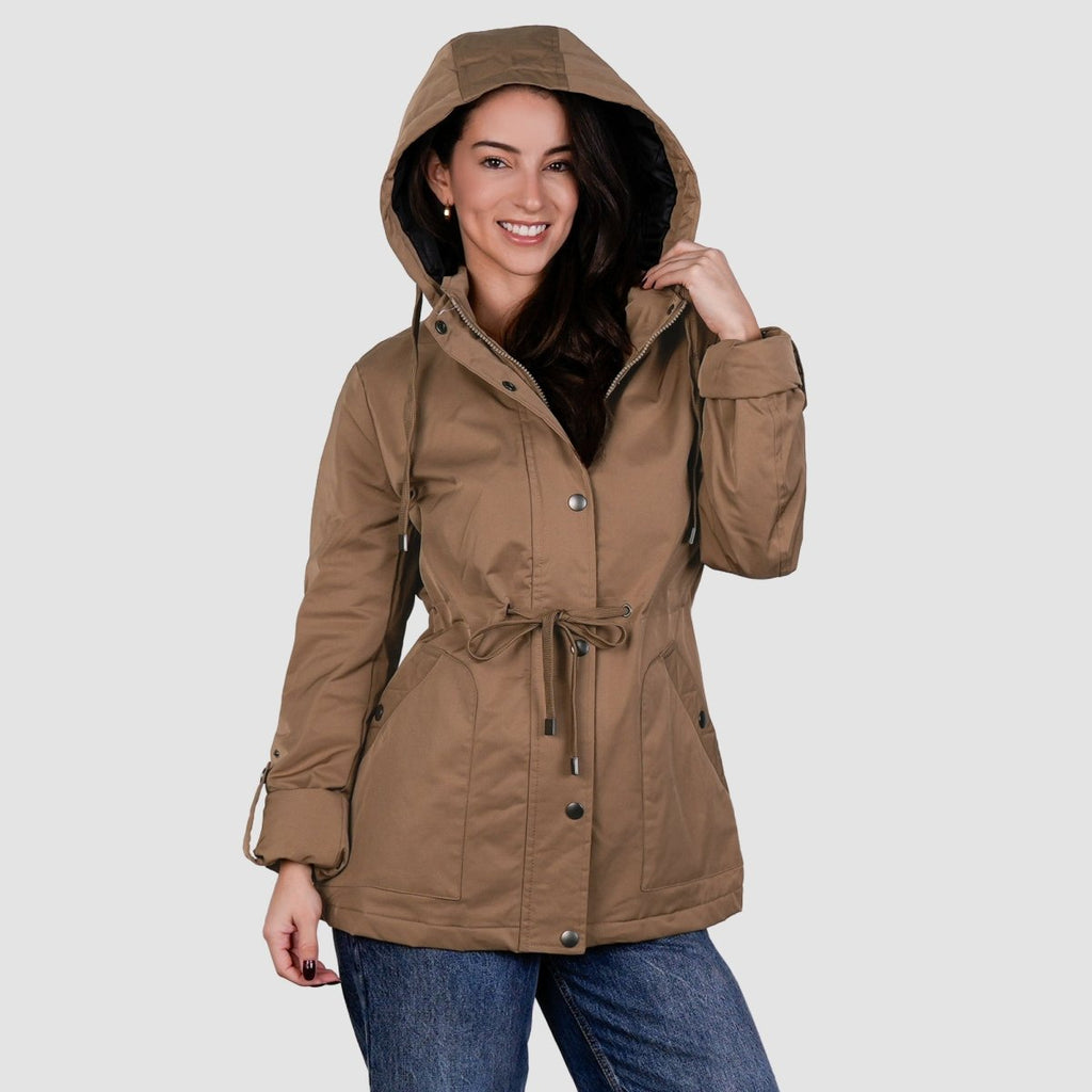 Chamarra rompevientos con forro y gorro desmontable — Beige