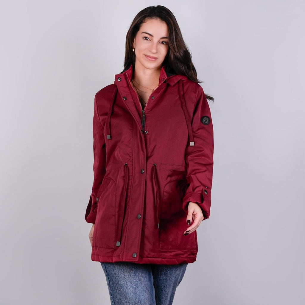 Chamarra rompevientos con forro y gorro desmontable — Dark Red