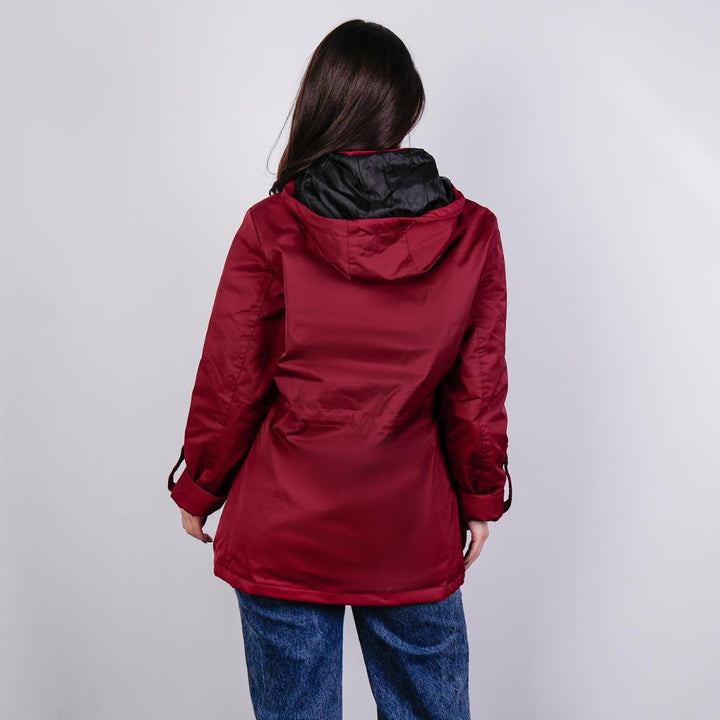 Chamarra rompevientos con forro y gorro desmontable — Dark Red