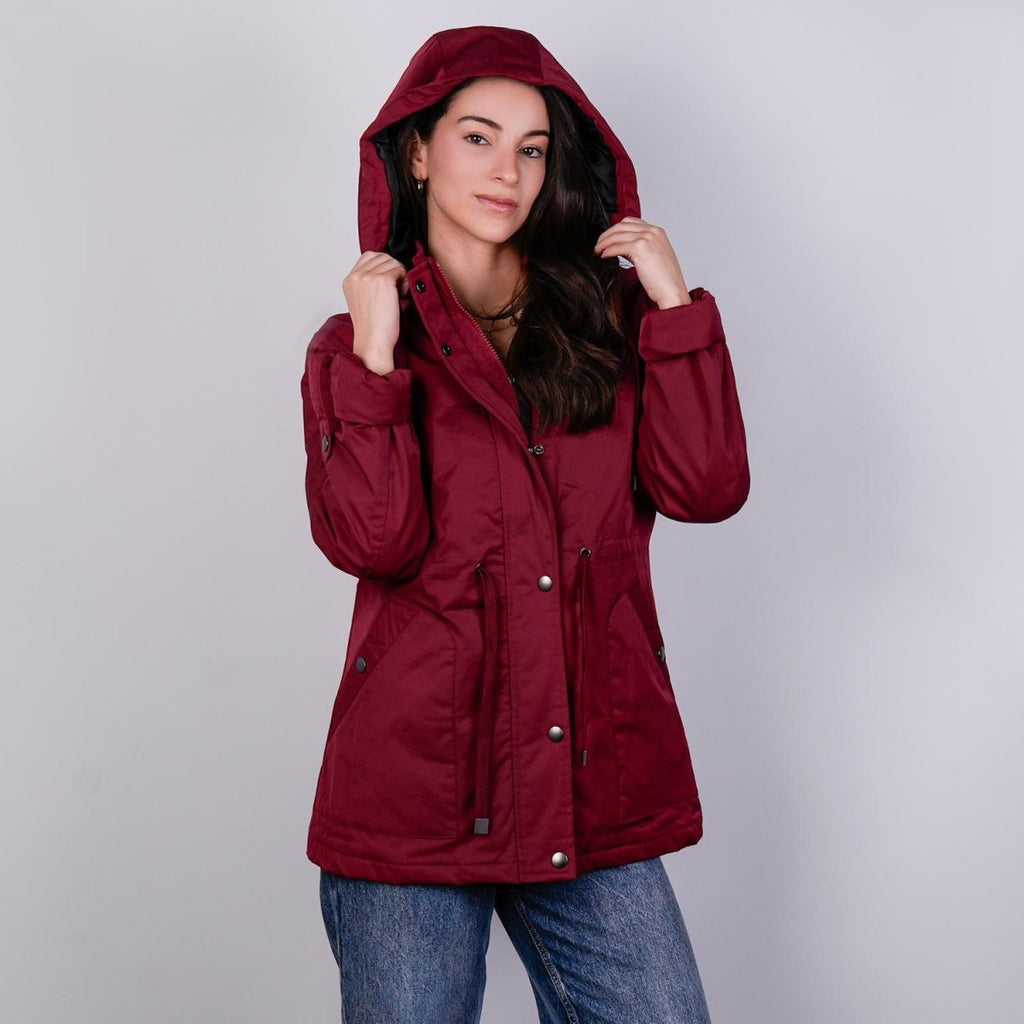 Chamarra rompevientos con forro y gorro desmontable — Dark Red