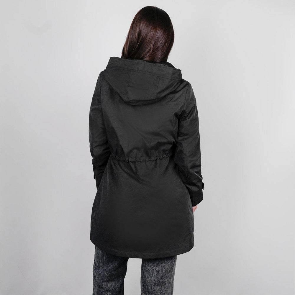 Gabardina rompevientos larga con capucha — Black