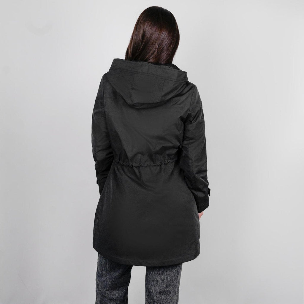 Gabardina rompevientos larga con capucha — Black