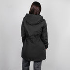 Gabardina rompevientos larga con capucha — Black
