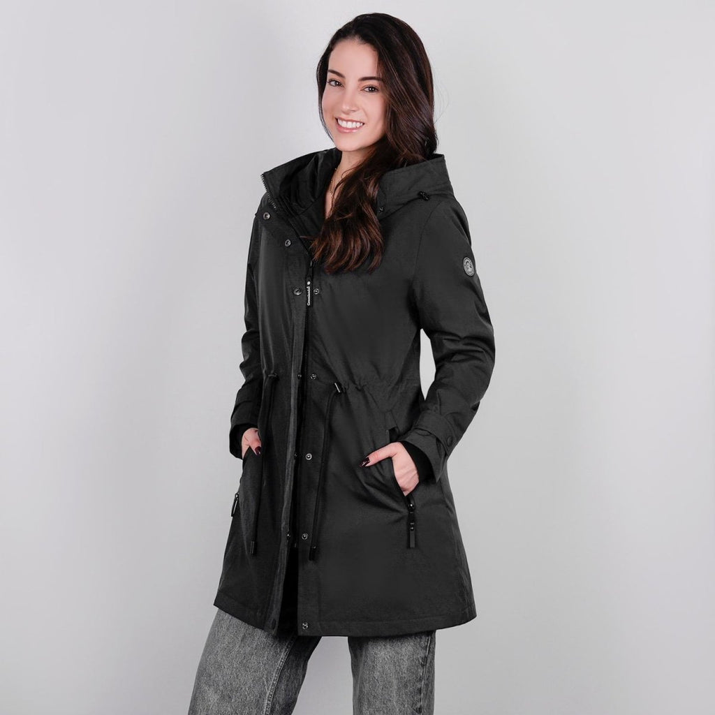 Gabardina rompevientos larga con capucha — Black