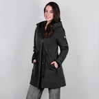 Gabardina rompevientos larga con capucha — Black