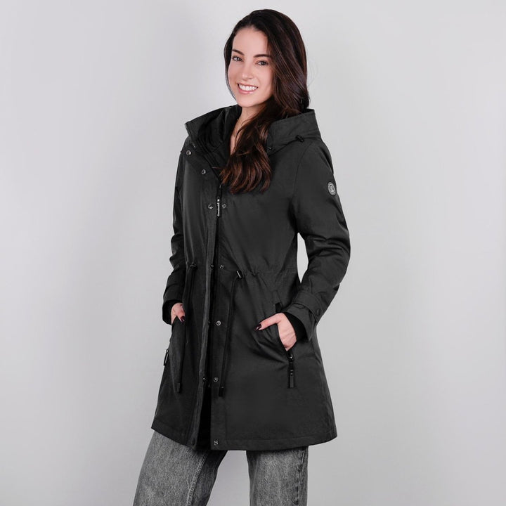 Gabardina rompevientos larga con capucha — Black
