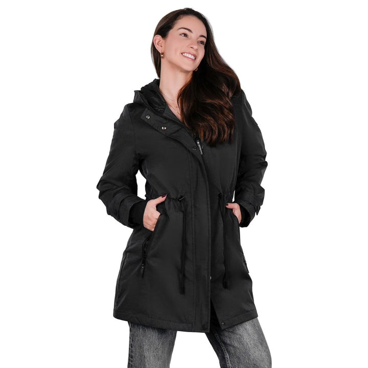 Gabardina rompevientos larga con capucha — Black