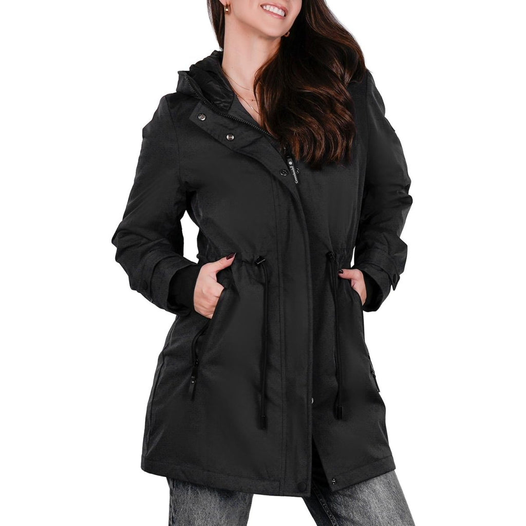 Gabardina rompevientos larga con capucha — Black