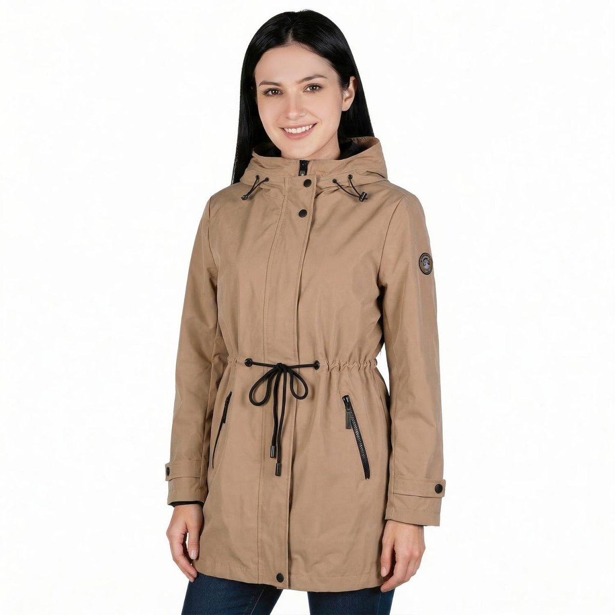 Gabardina rompevientos con capucha — Beige