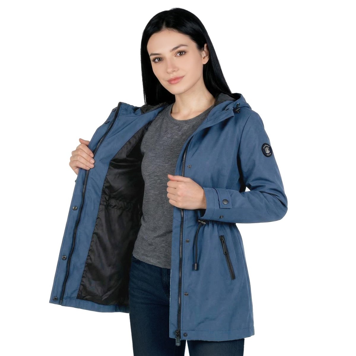 Gabardina rompevientos con capucha — Slate Blue