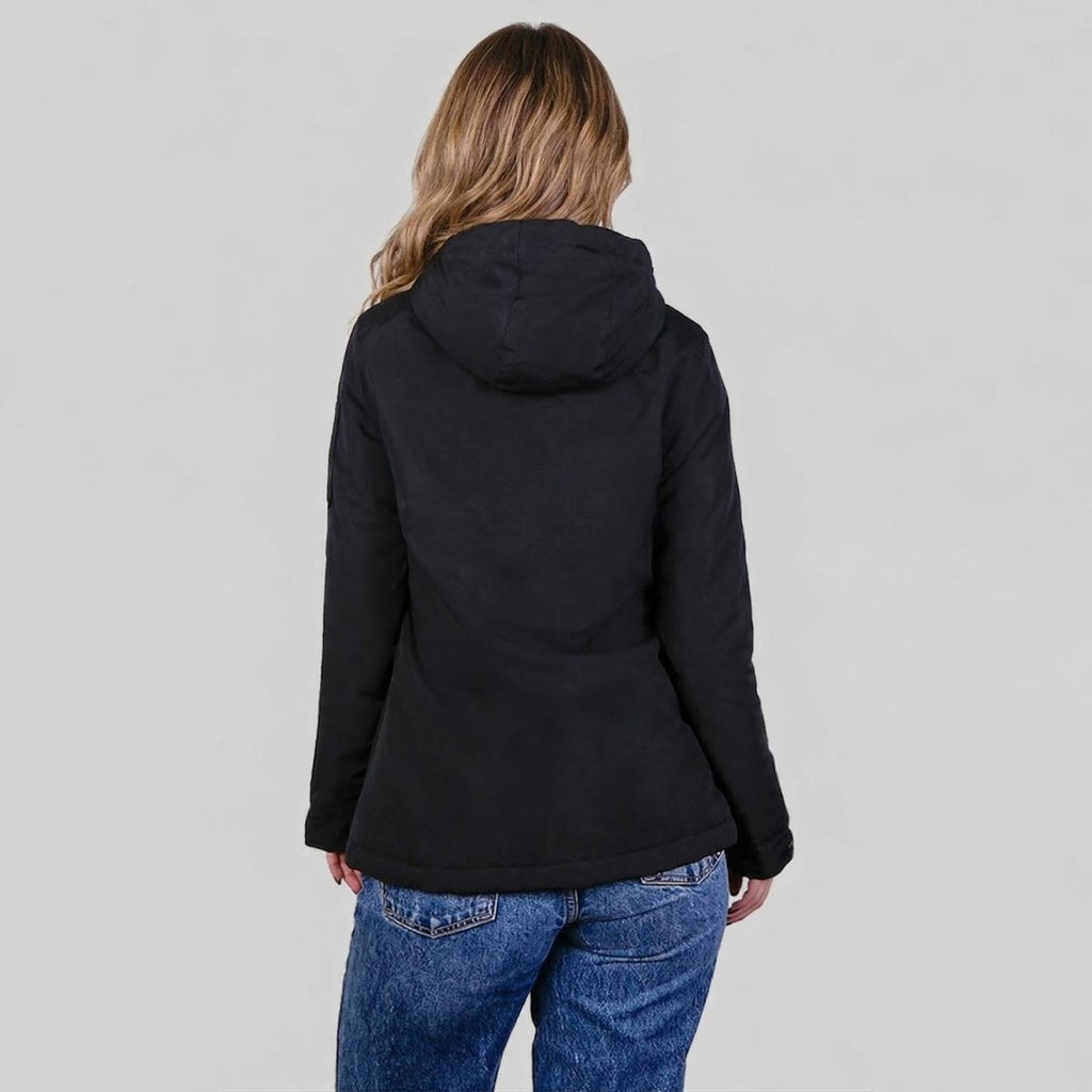 Chamarra con gorro ajustable y múltiples bolsas — Black