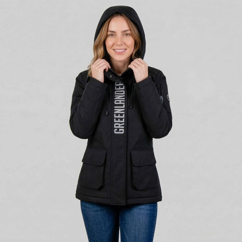 Chamarra con gorro ajustable y múltiples bolsas — Black