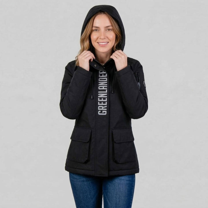 Chamarra con gorro ajustable y múltiples bolsas — Black