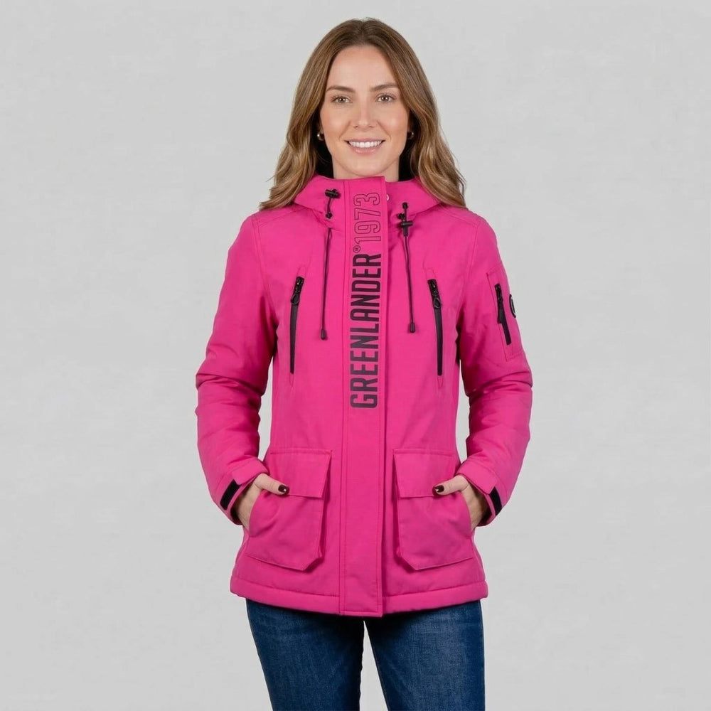 Chamarra con gorro ajustable y múltiples bolsas — Magenta