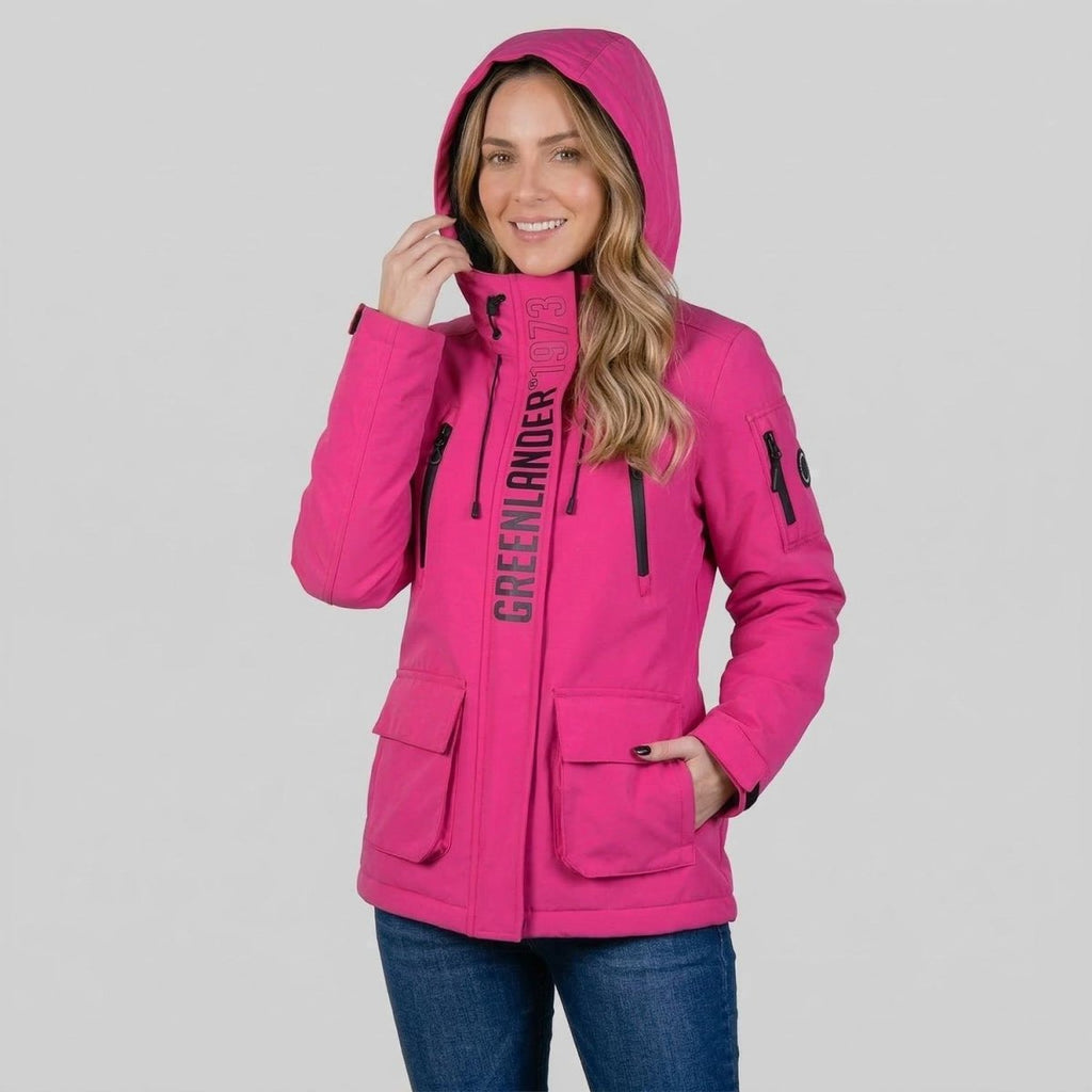 Chamarra con gorro ajustable y múltiples bolsas — Magenta