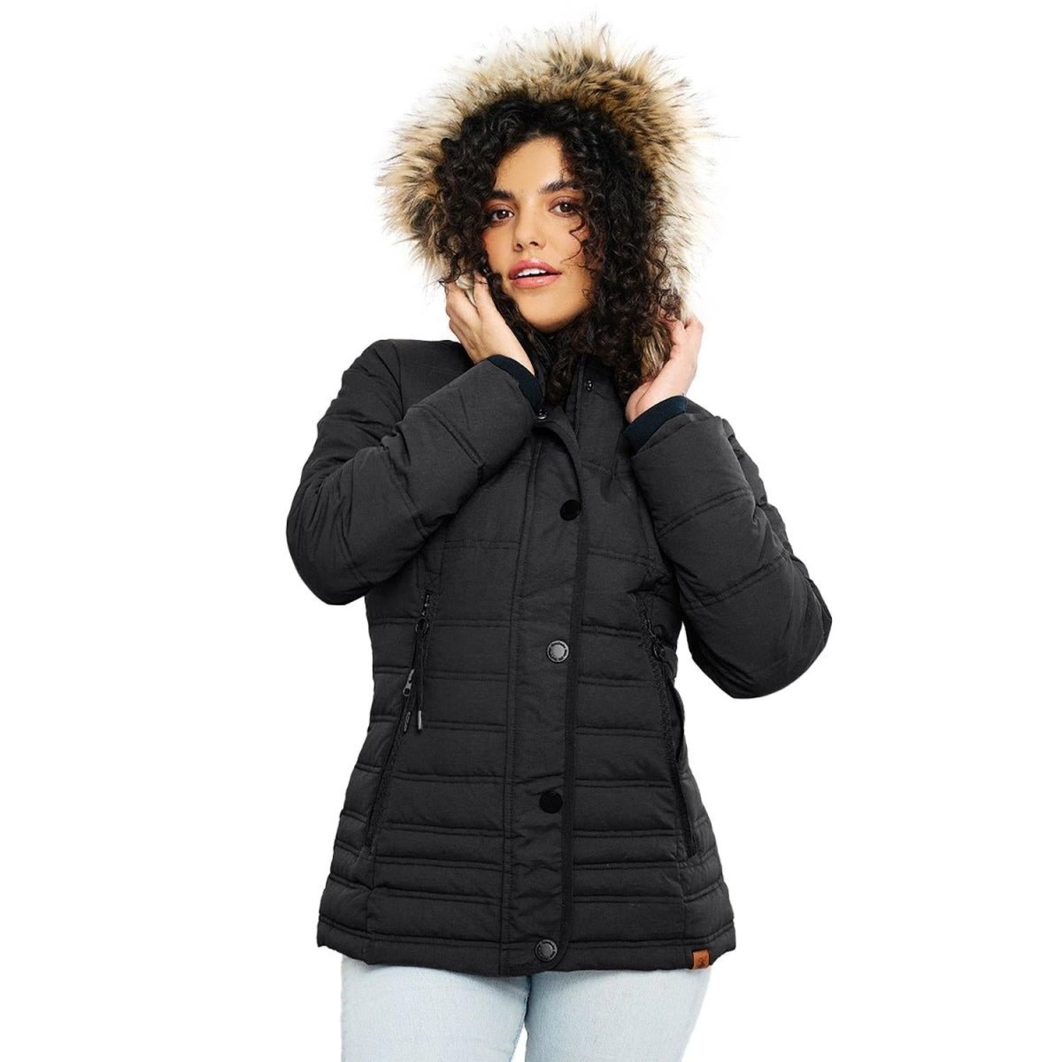 Chamarra capitonada con gorro desmontable — Black